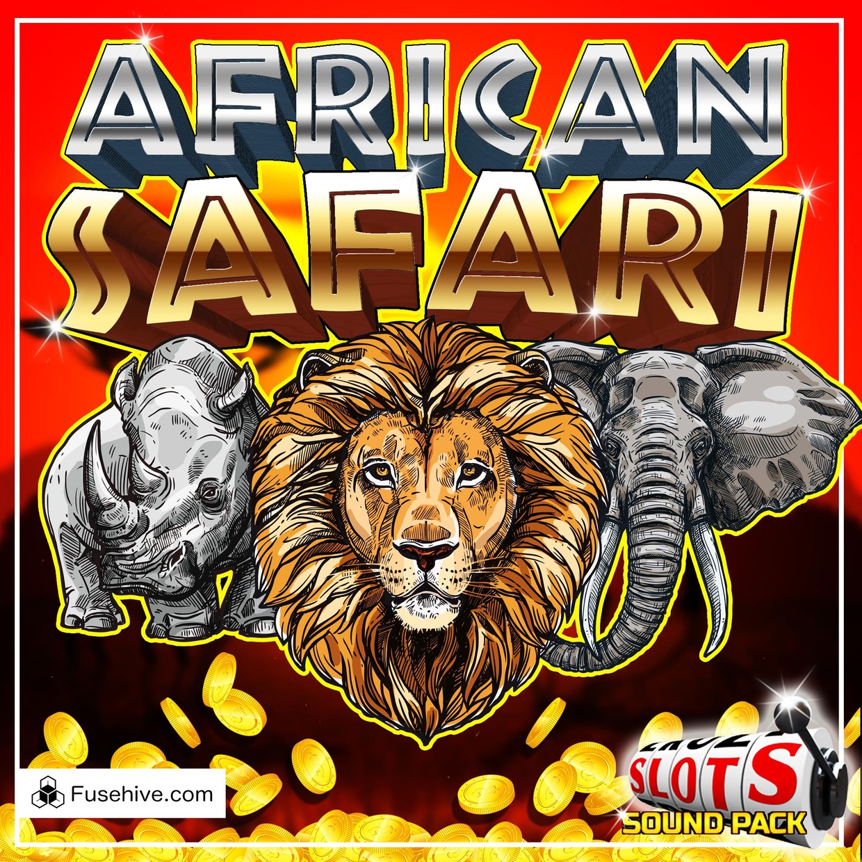 African Safari Casino Slot Game Music & Sound Effects Library - Wild Animals Savanna Slots SFX Pack